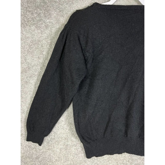 Vintage D.G. Wool Knit Sweater Top Womens Sz M/L Black Sequin Beaded Embroidery - Picture 9 of 12